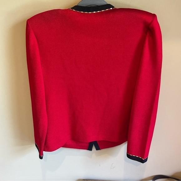 St. John by Marie Gray Vintage Red Knit Cardigan Sweater Jacket 4 - Picture 5 of 7